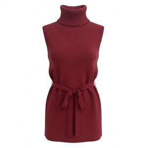 Anthropologie Turtleneck Belted Sweater Dress Burgundy Size S